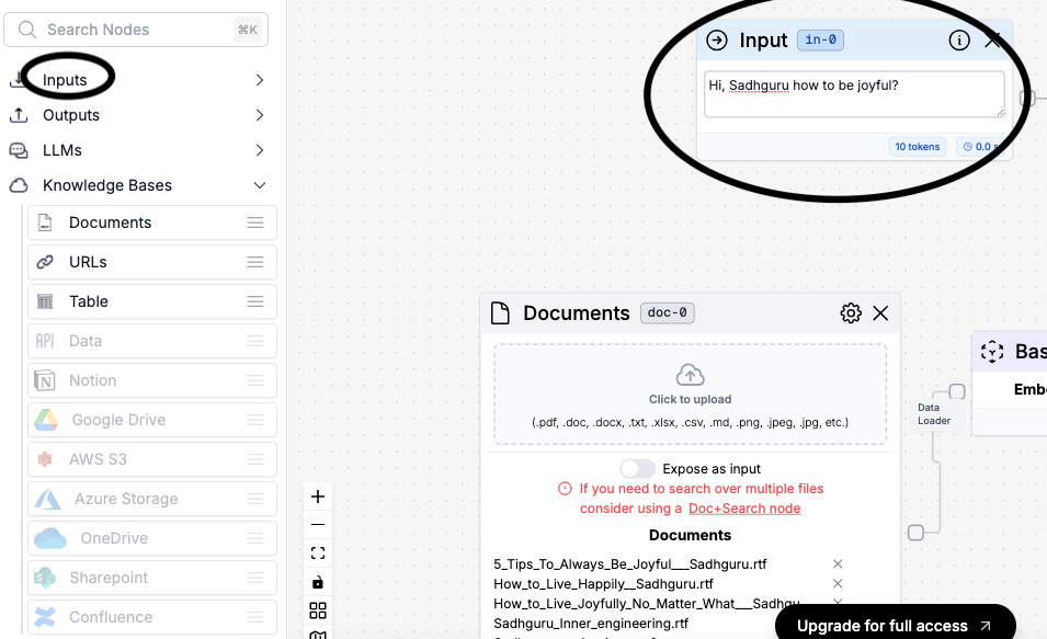 input section chatbot